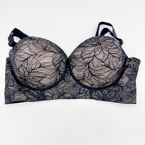 Leonisa Black Lace Firm Compression Strapless Lace Longline Bra - Picture 3 of 7